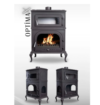 Dik Kuzine Yan Camlı Soba  Optima