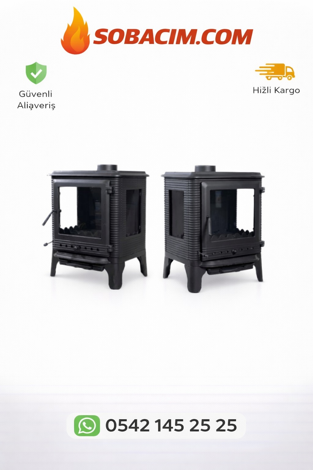 Döküm Şömine Soba Bursa 3 camlı